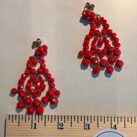 J.Crew Red Chandelier Statement Earrings - Picture 3 of 4